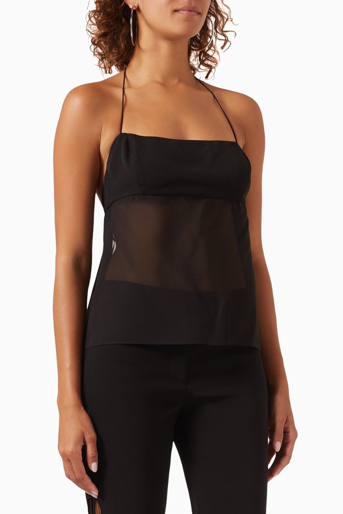 

Rose Draped Top in Silk Georgette, Black