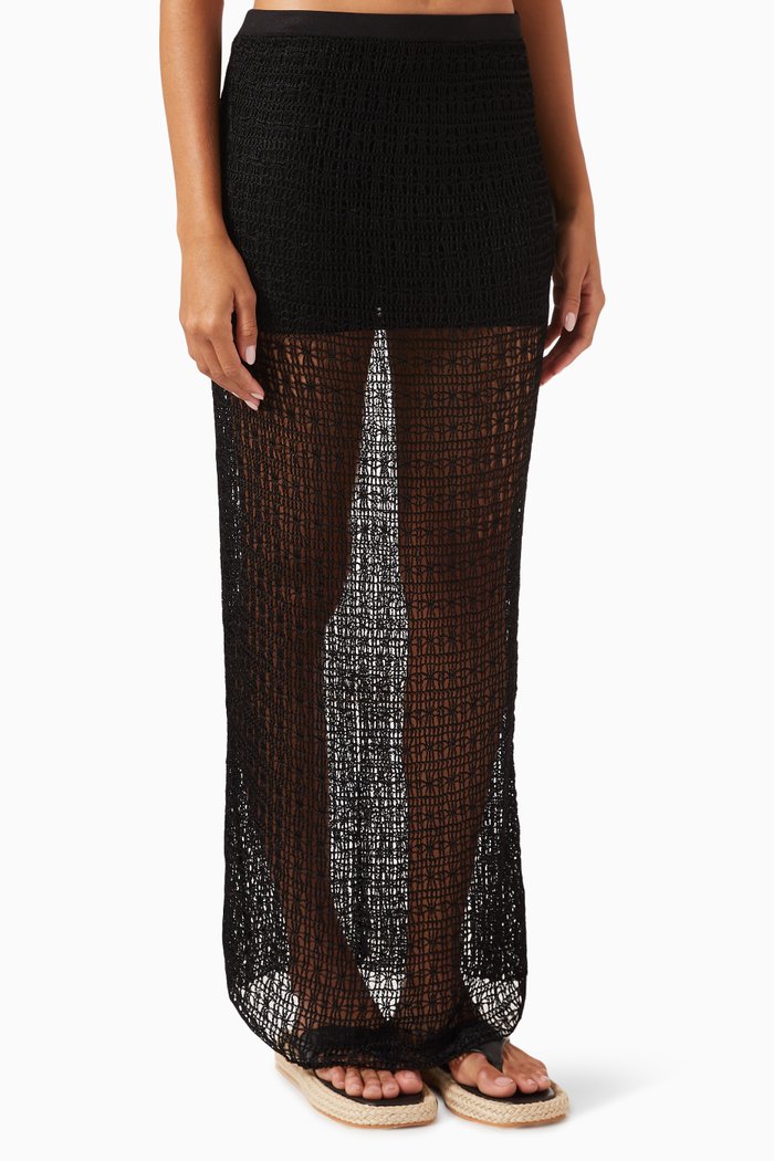 

Amelia Maxi Skirt in Crochet, Black