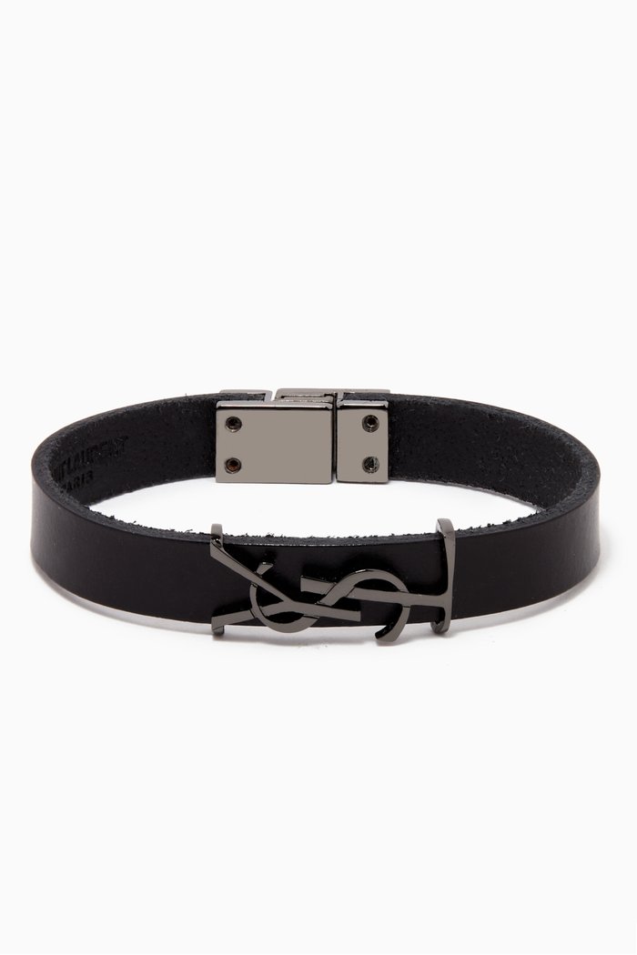 

Opyum Bracelet in Leather & Metal, Black