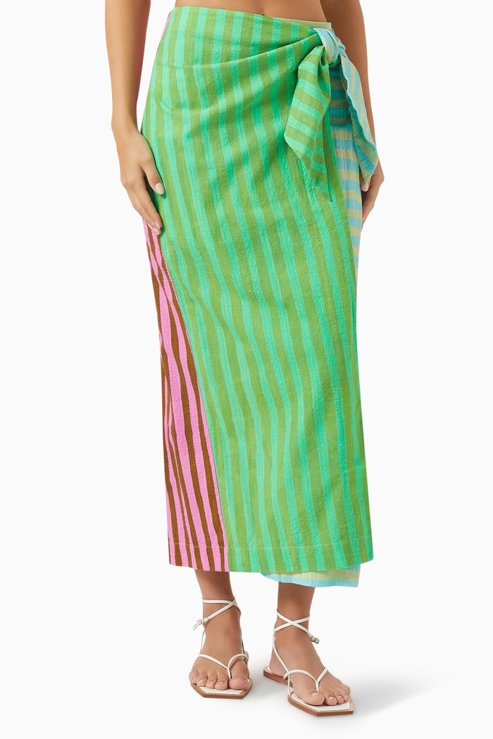 

Bobbie Tie-front Midi Skirt in Organic Cotton, Multicolour