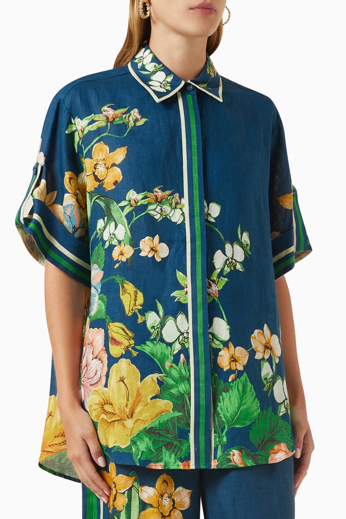 

Lyla Oversized Shirt in Linen, Blue