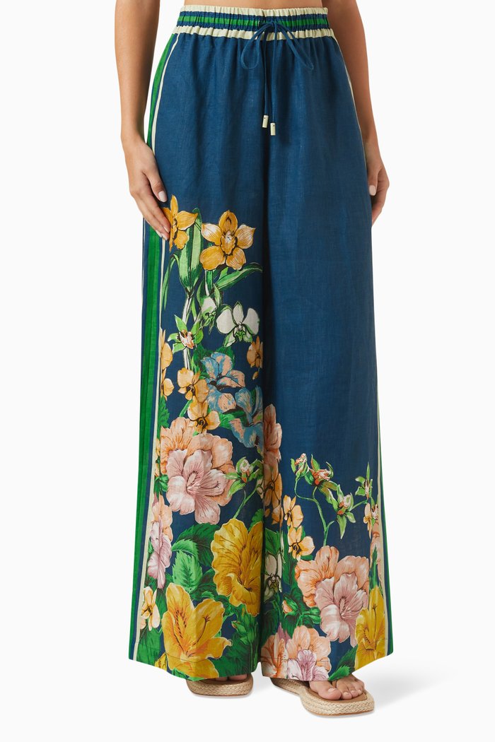 

Lyla Wide-leg Pants in Linen, Blue
