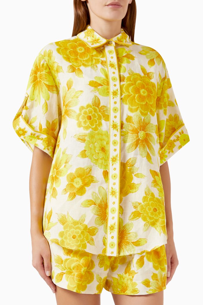 

Sonny Oversized Shirt in Linen, Yellow