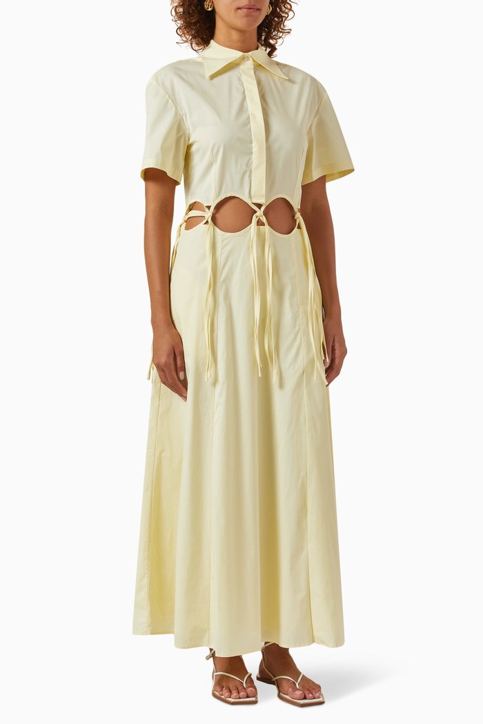 

Ondine Cut-out Shirt Dress in Organic Cotton, Yellow