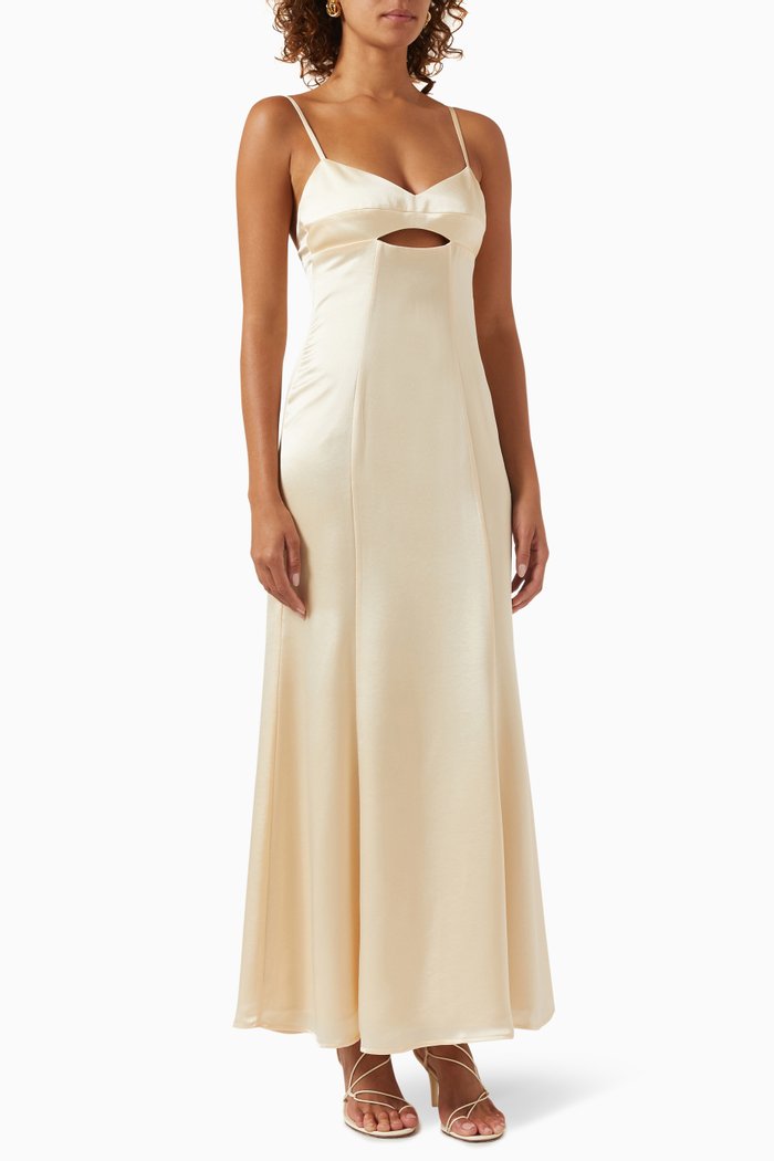 

Catalina Cut-out Maxi Dress in Recycled Fabric, Neutral