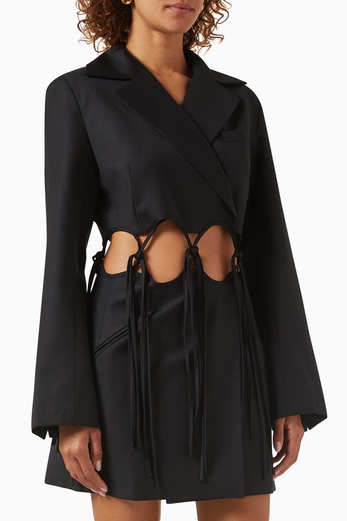Audrey Cut-out Blazer Dress in Wool, Black
