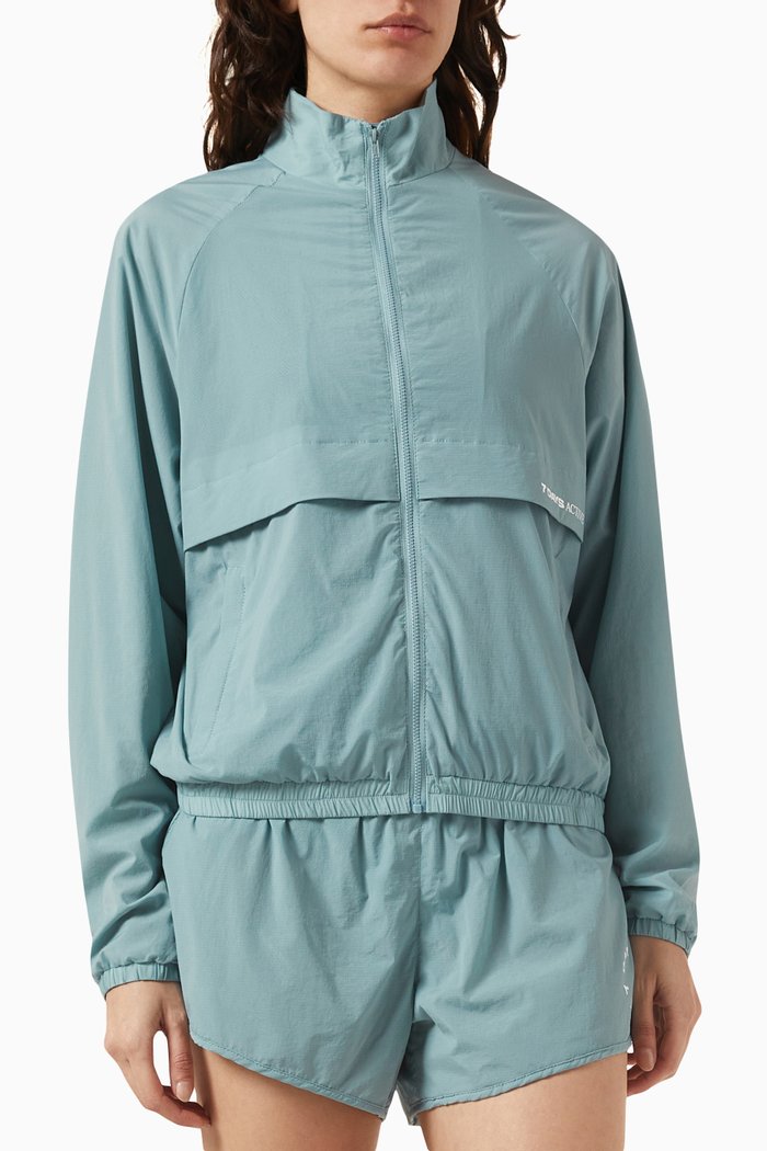 

Logo Print Warm-up Jacket in Nylon, Blue