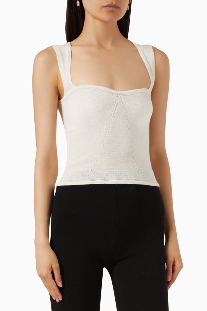

Pleasant Corset Top in Stretch Cotton-knit, White