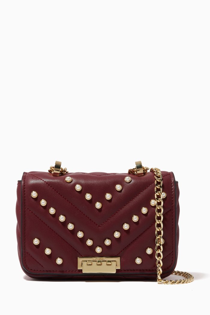 

Soft Earthette Mini Crossbody Bag in Leather, Burgundy
