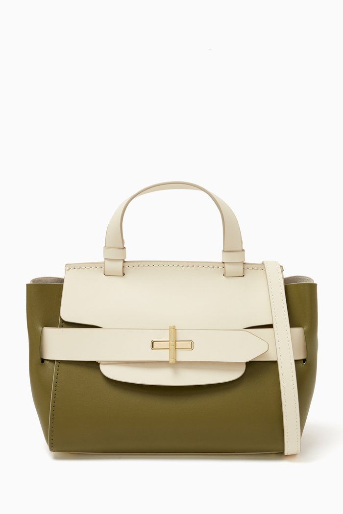 

Mini Brigette Belted Crossbody Bag in Leather, Brown