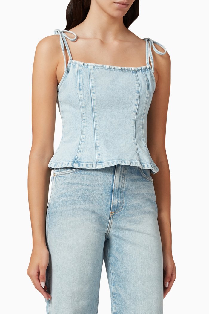 

Willa Bodice Top in Denim, Blue