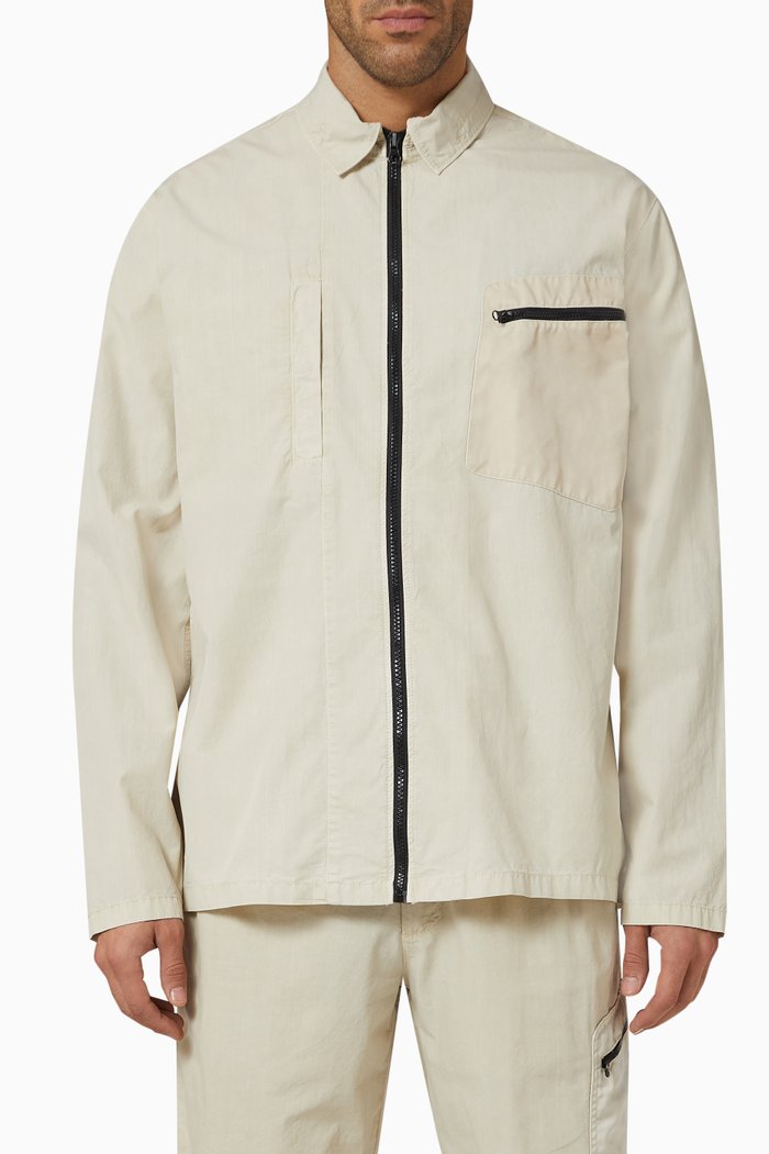 

Filton Zip-front Shirt in Cotton, Neutral