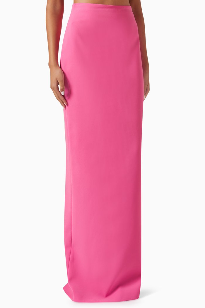 

Column Maxi Skirt in Crepe, Pink