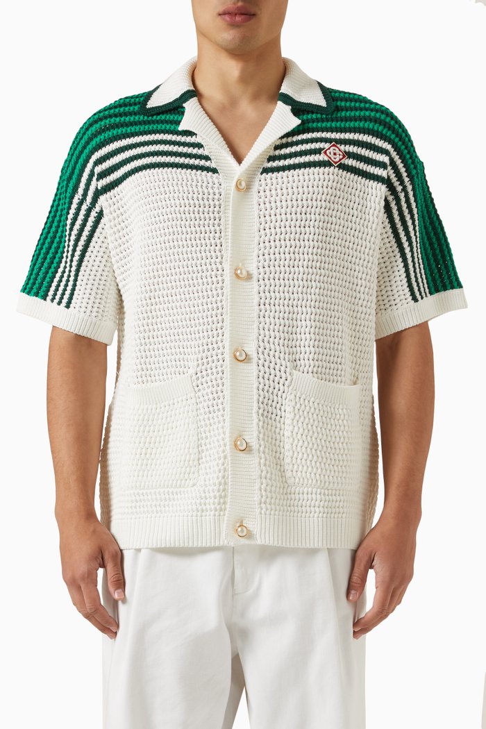 

Tennis Crochet Shirt in Cotton, White