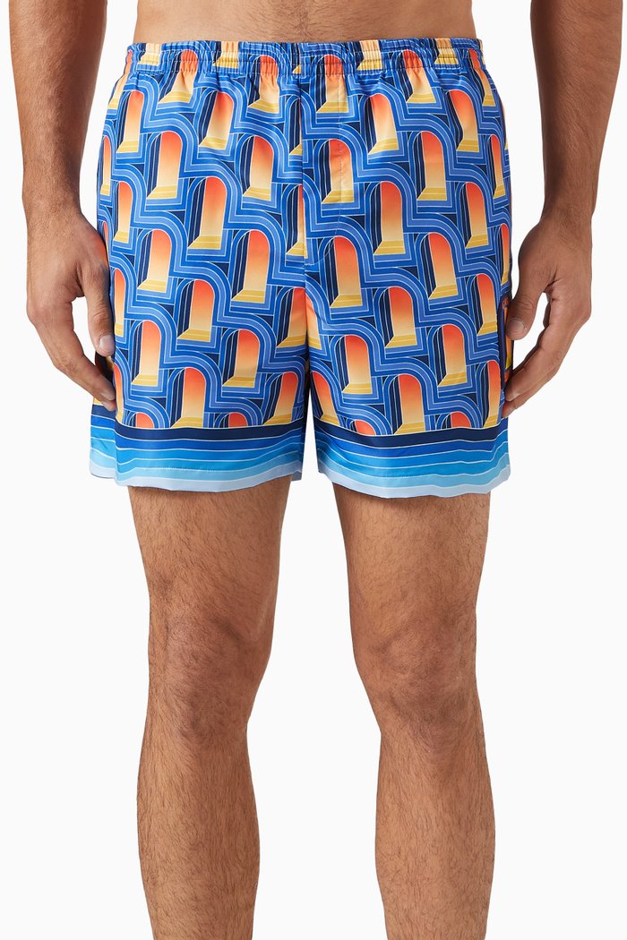 

Printed Swim Shorts in Nylon, Blue