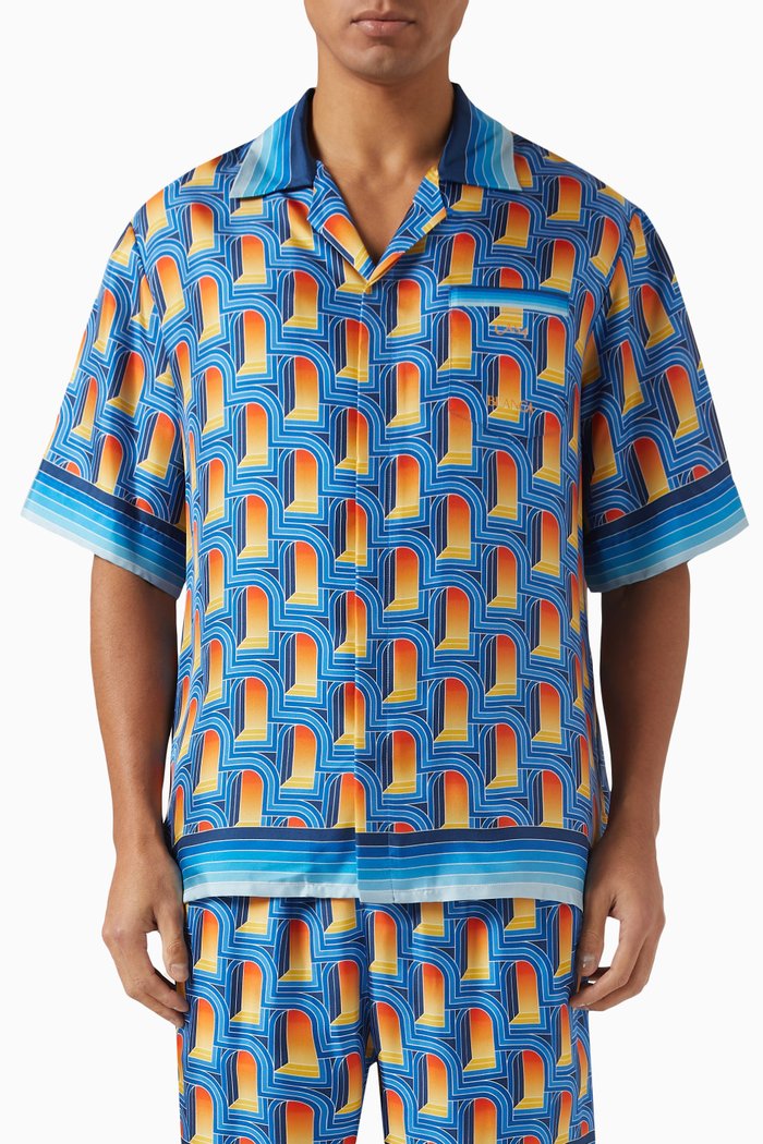 

Cuban Collar Shirt in Silk, Multicolour