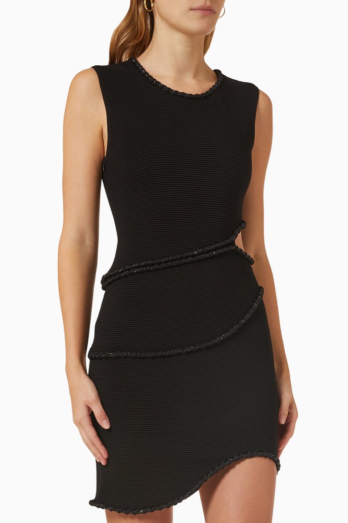 

Undulating Cut-out Mini Dress in Rayon-blend, Black