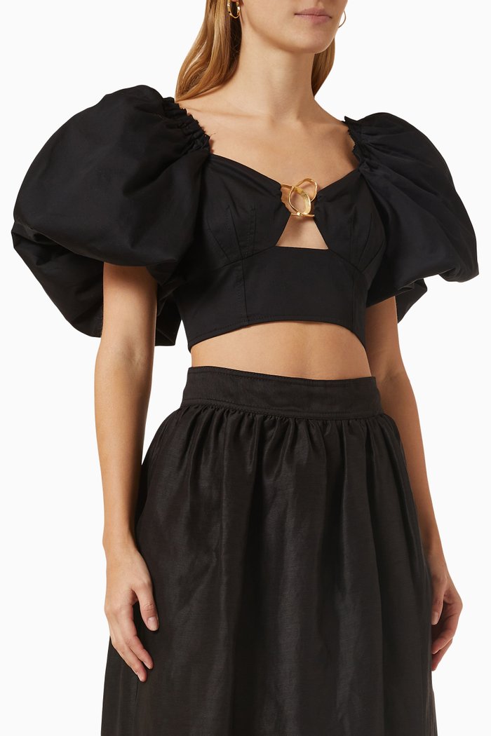

Marcel Bodice Cropped Top in Cotton, Black