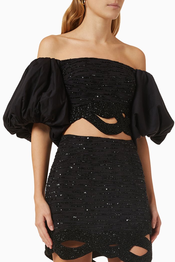 

New Catara Off Shoulder Top in Cotton, Black