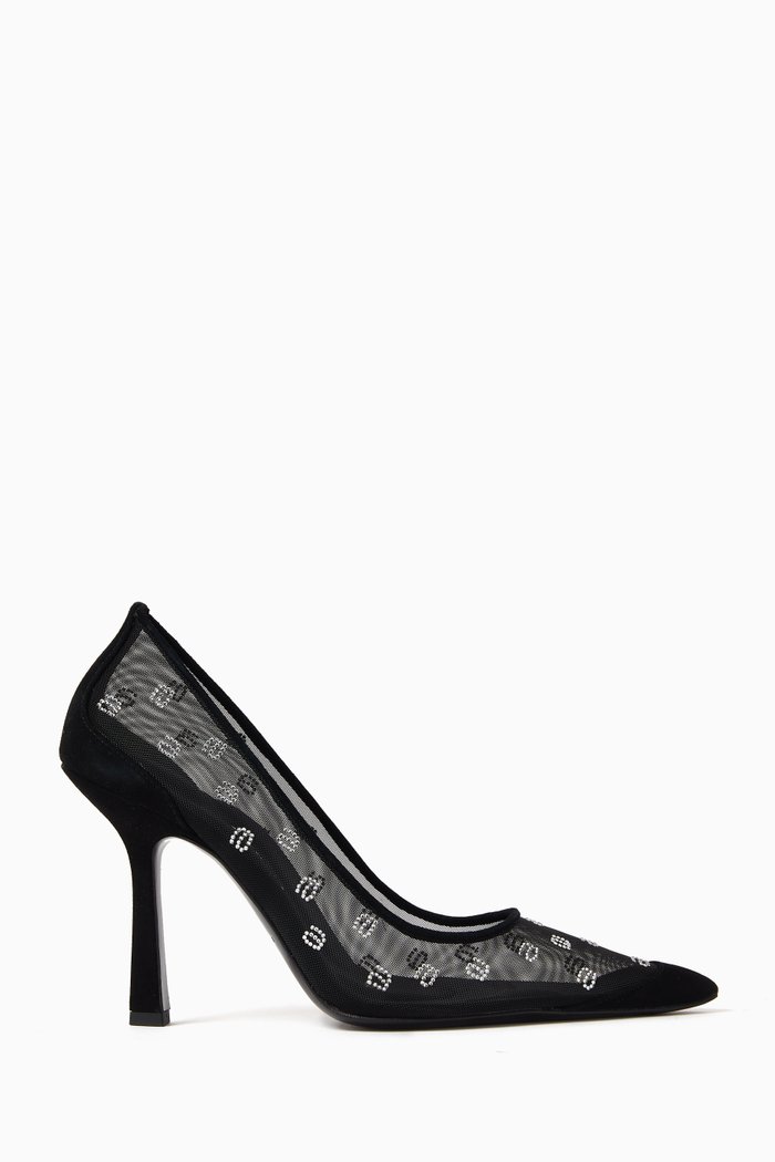 

Delphine 105 Crystal Pumps in Mesh, Black