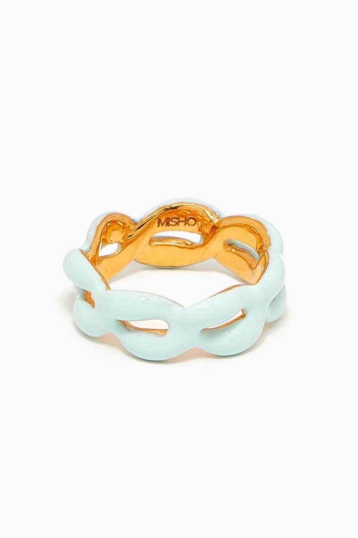 

Juicy Link Ring in 22kt Gold-plated Bronze, Blue