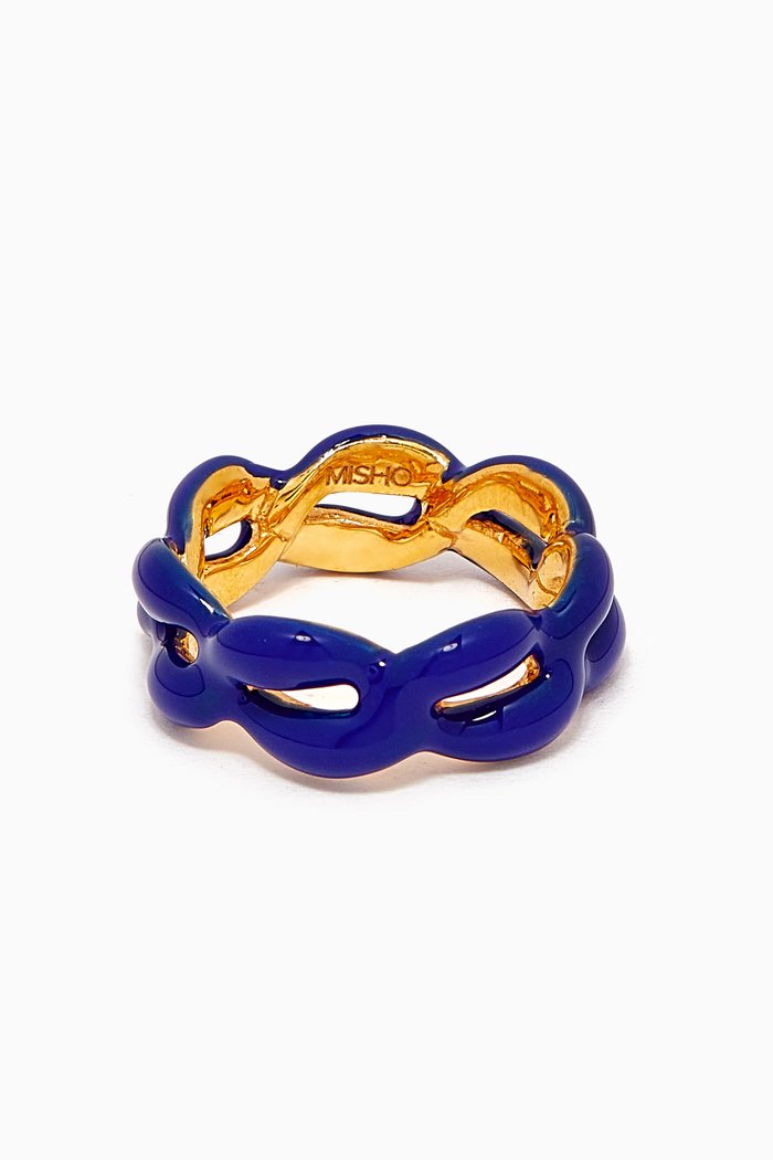 

Juicy Link Ring in 22kt Gold-plated Bronze, Blue