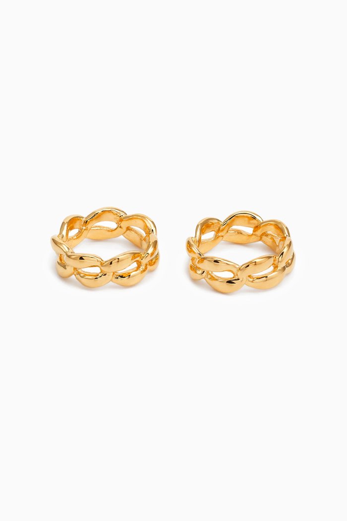 

Link Rings in 22kt Gold-plated Bronze, Set of 2
