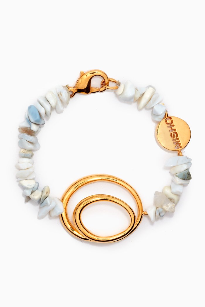 

Ellipse Pearl Bracelet in 22kt Gold-plated Bronze, Blue