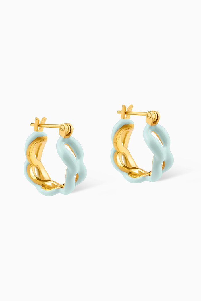

Juicy Enamel Link Huggy Hoops in 22kt Gold-plated Bronze, Blue