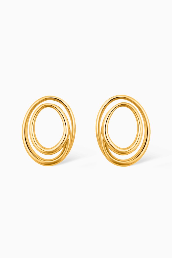 

Mini Ellipse Hoops in 22kt Gold-plated Bronze
