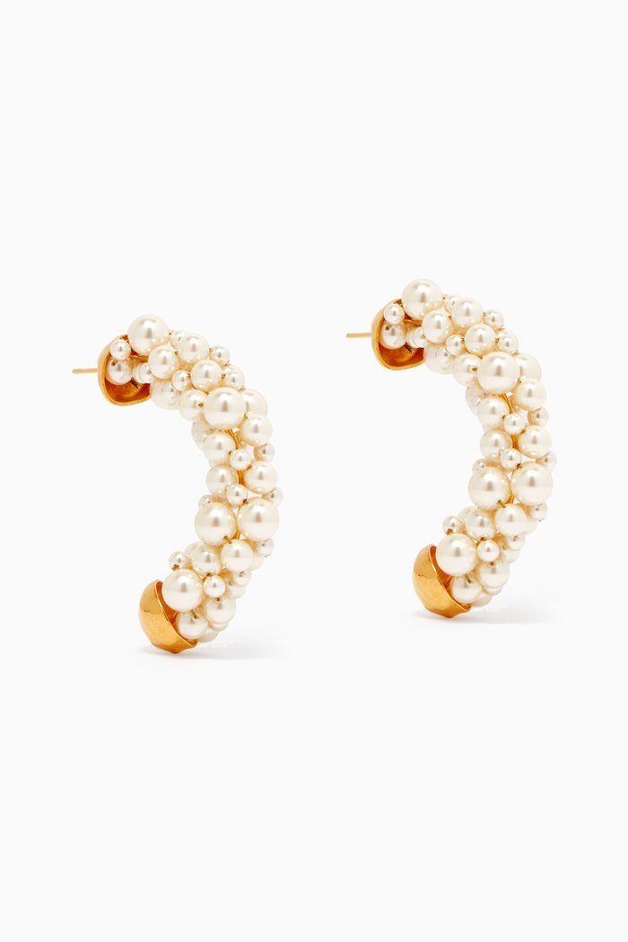 

Pearl Cluster Half Hoops in 22kt Gold-plated Bronze, White