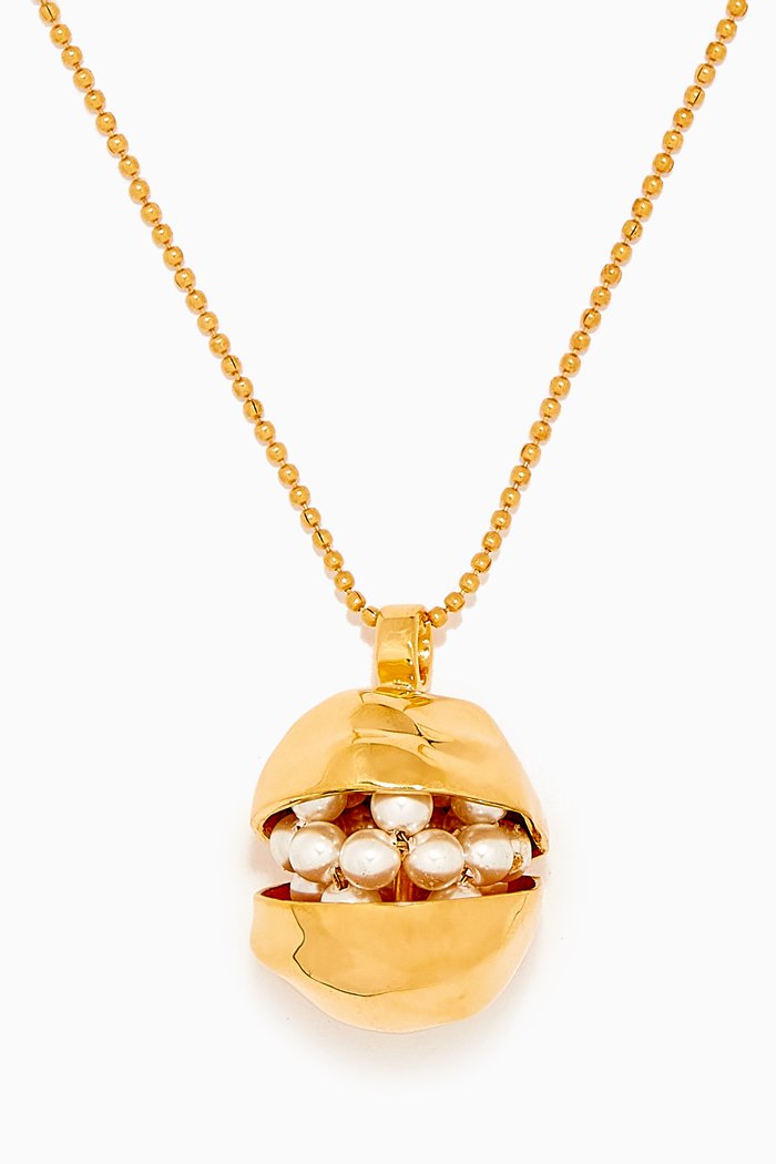 

Coquina Necklace in 22kt Gold-plated Bronze, White