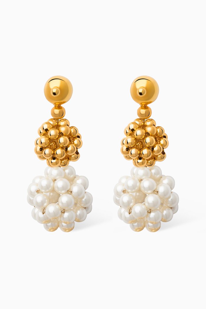 

Nido Mini Earrings in 22kt Gold-plated Bronze & Pearls, White