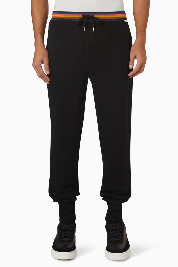 

Rib Stripe Sweatpants in Cotton, Black