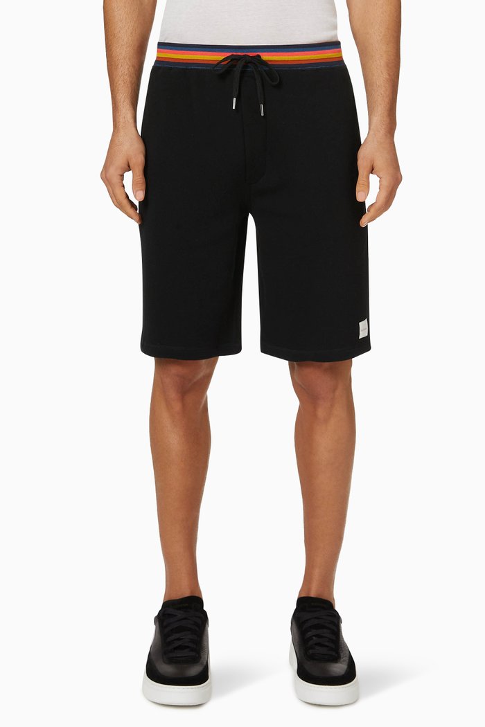 

Rib Stripe Shorts in Cotton, Black