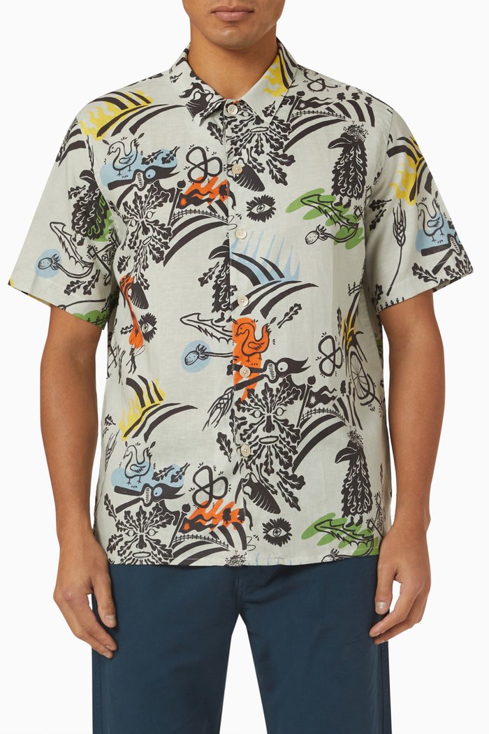 

Casual Fit Shirt in Linen Blend, Multicolour