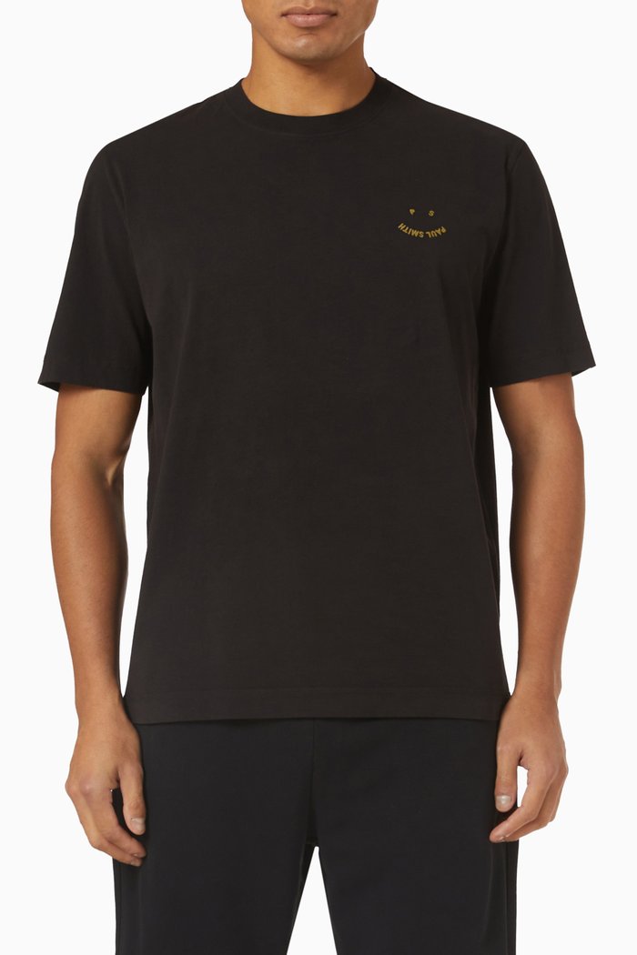 

Happy Logo T-shirt in Organic Cotton, Black