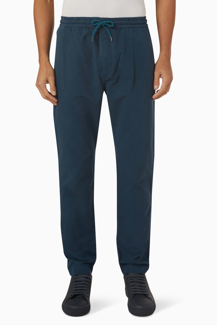 

Drawcord Trousers in Cotton, Blue