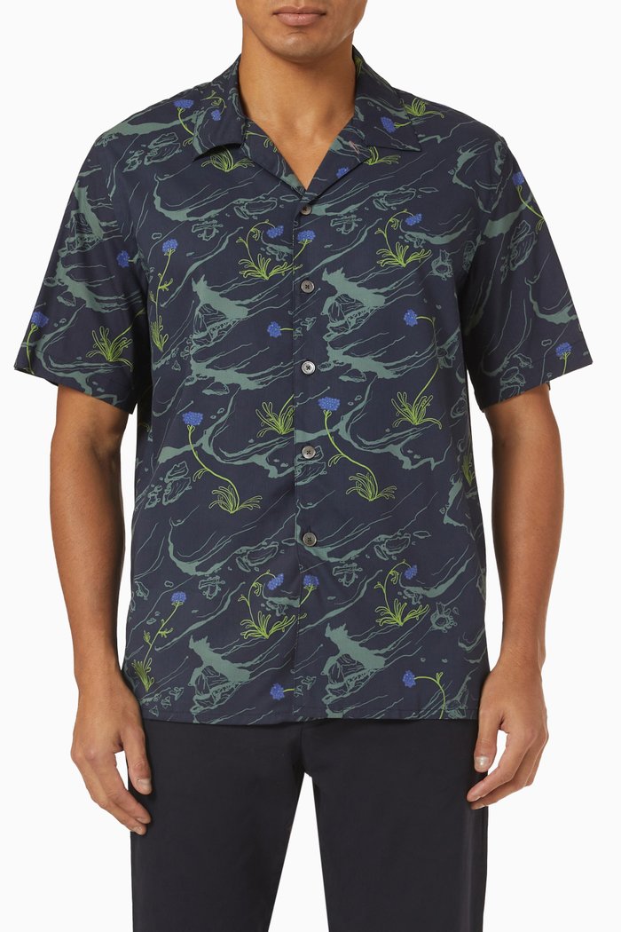 

Casual Fit Shirt in Linen Blend, Blue