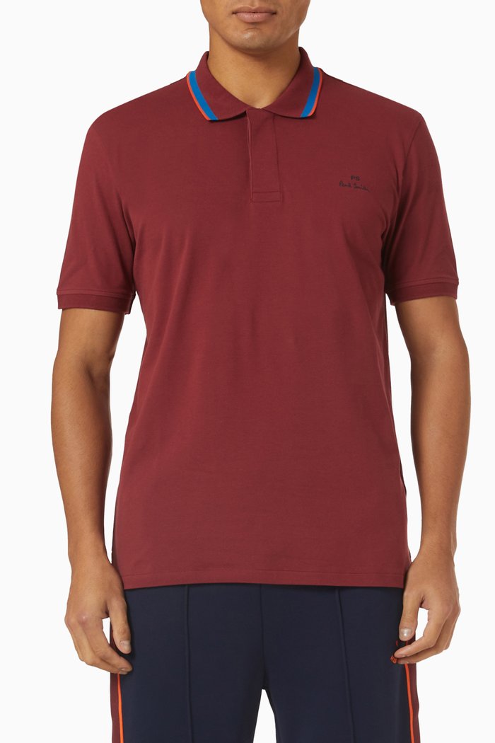 Tipped Polo in Organic Cotton, Red