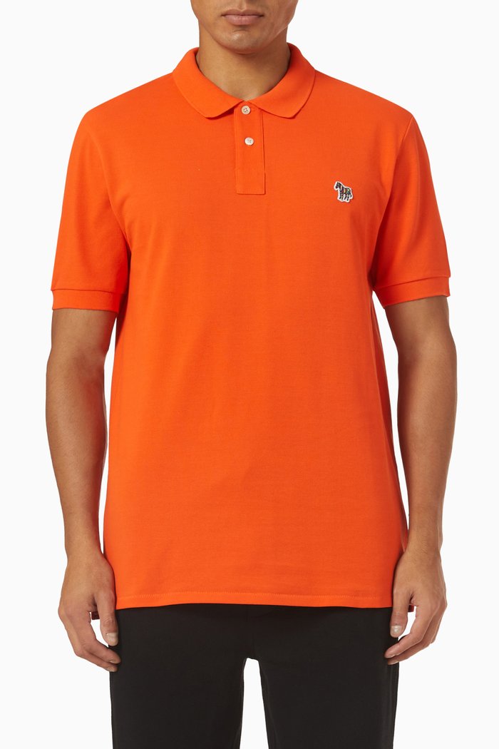 

Zebra Logo Polo Shirt in Organic Cotton-piqué, Orange