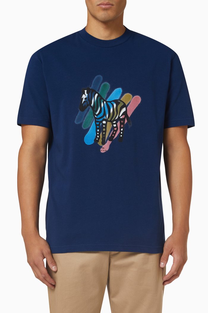

Broad Stripe Zebra T-Shirt in Organic Cotton-jersey, Blue
