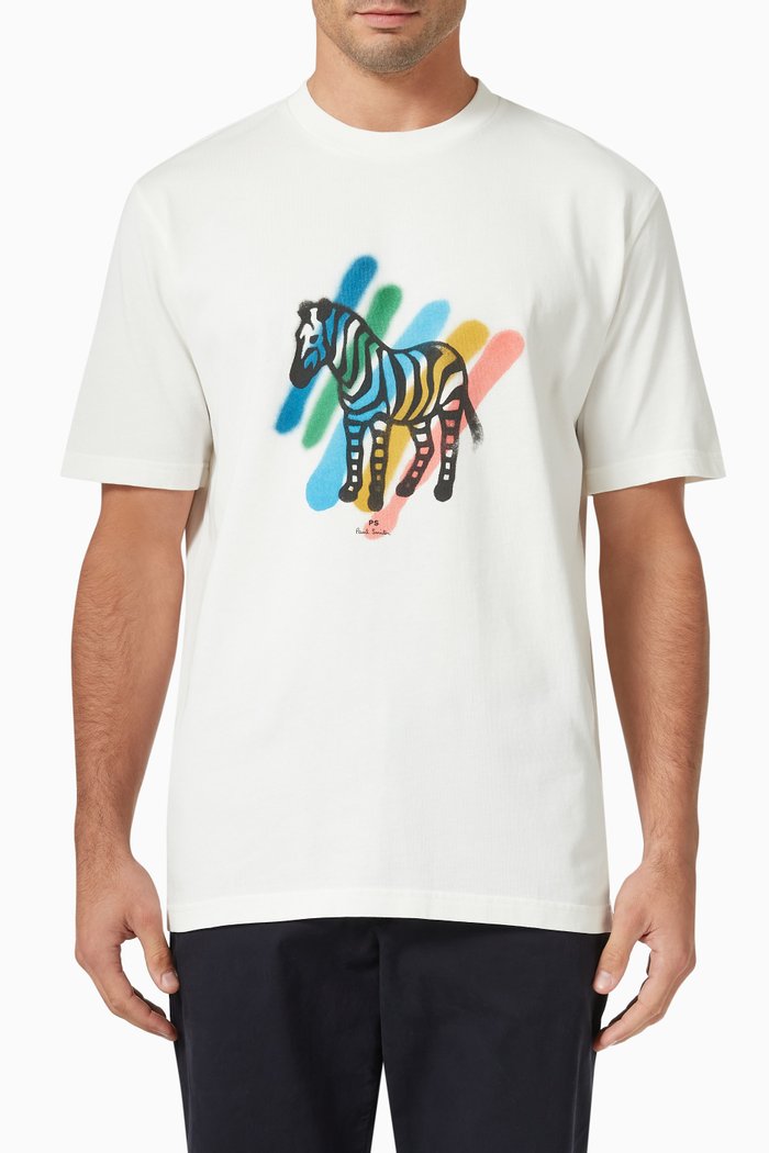 

Broad Stripe Zebra T-Shirt in Organic Cotton-jersey, White