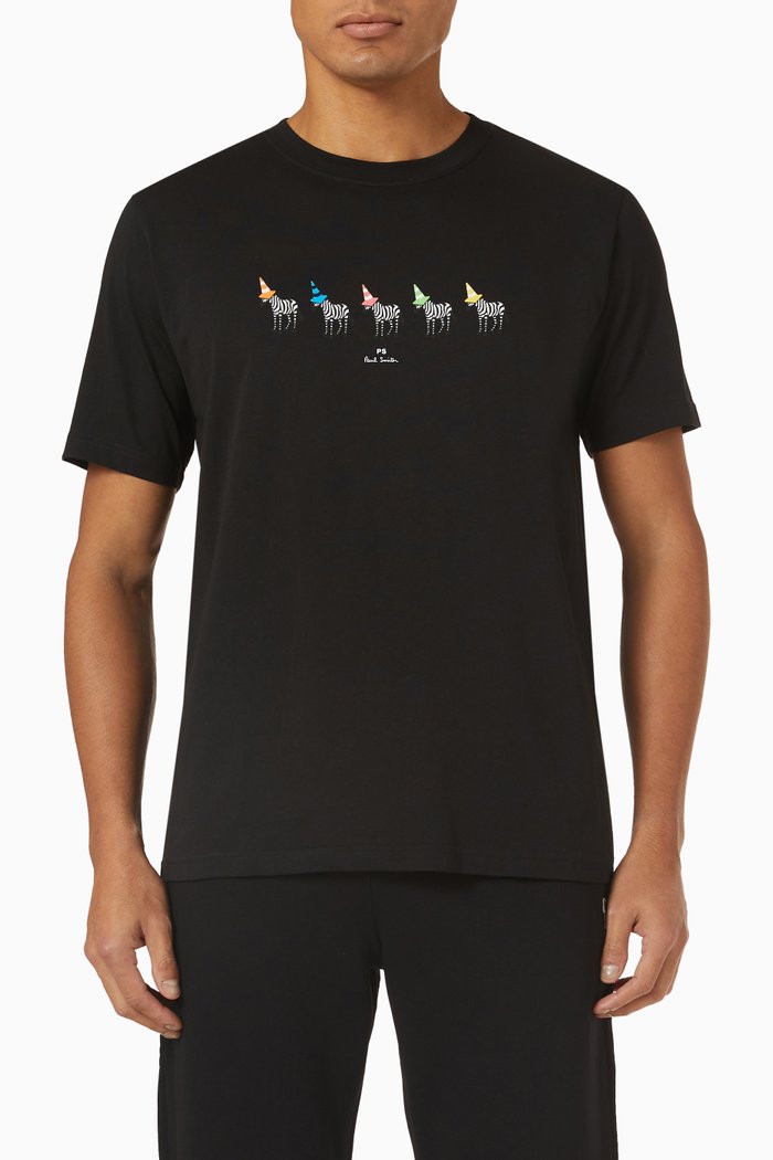 Zebra Cones T-shirt in Organic Cotton Jersey, Black