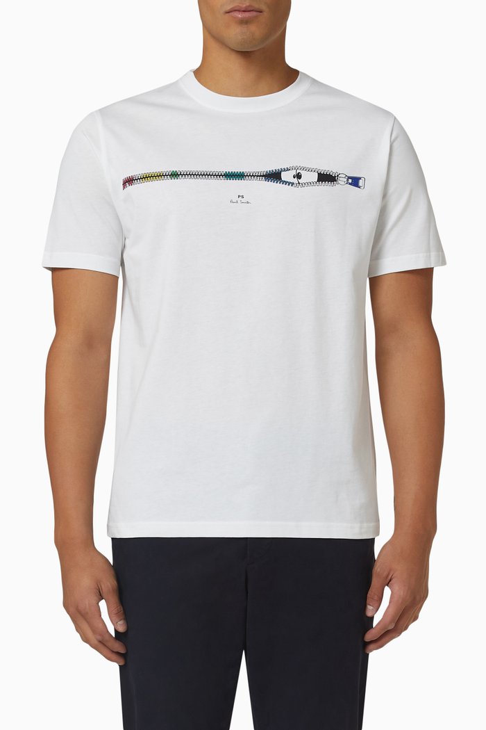 

Zipper Graphic-print T-shirt in Organic Cotton-jersey, White