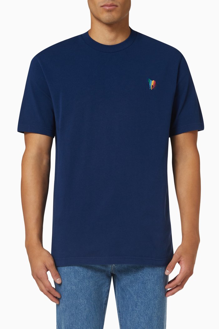 

Zebra Logo-embroidered T-shirt in Organic Cotton-jersey, Blue