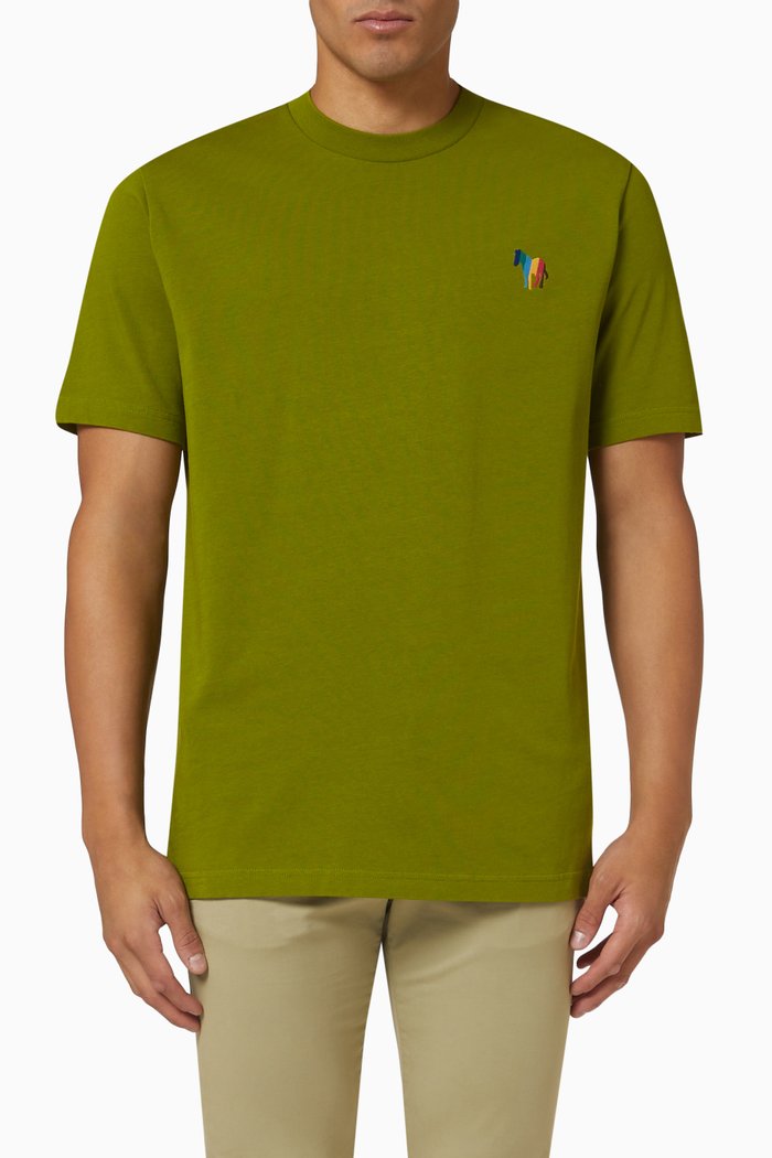 

Zebra Logo-embroidered T-shirt in Organic Cotton-jersey, Green