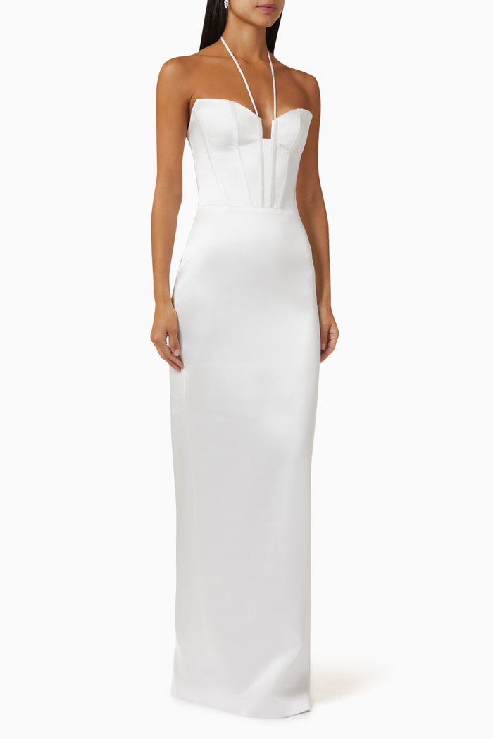 

Bustier Maxi Dress in Satin, White