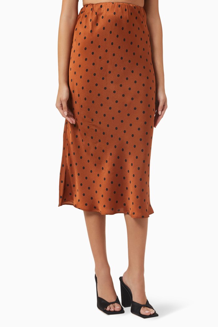 

Milan Bias Cut Midi Skirt, Brown
