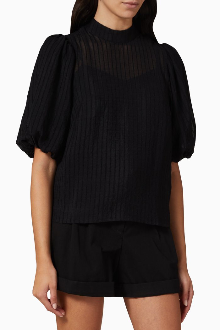 

Lylah Puff-sleeve Top, Black